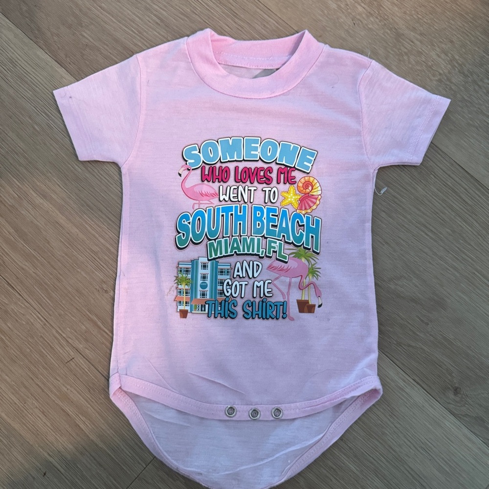 Pink South Beach Miami Graphic Baby Onesie